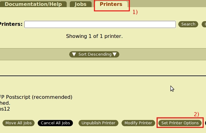 In the Printers tab search for the Printer Properties button adn click on it ....
