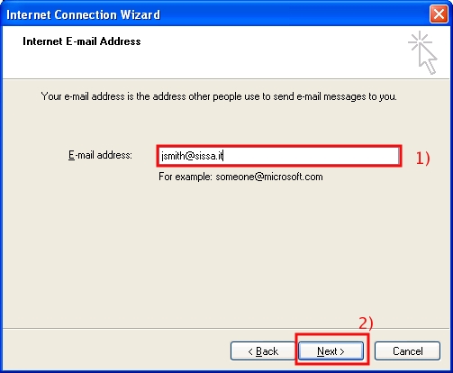 In the Internet E-mail Adress section, Email Address field, write your email address ...