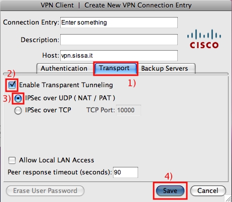 Configure the client for IPSec over UDP.