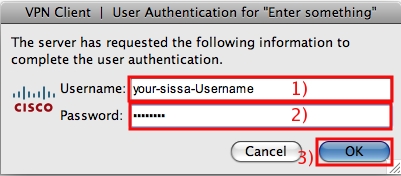Enter the Username and Password you use for ssh.sissa.it and mail ...