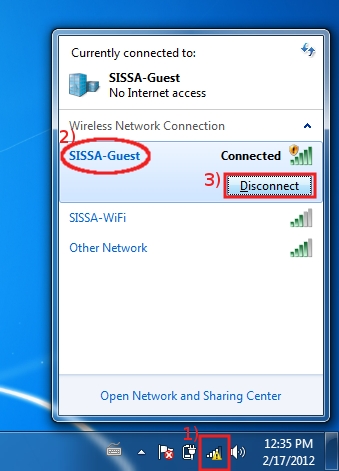 Disconnect from SISSA-Guest network ...