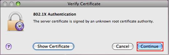 Certificate messages when access to the wireless connection