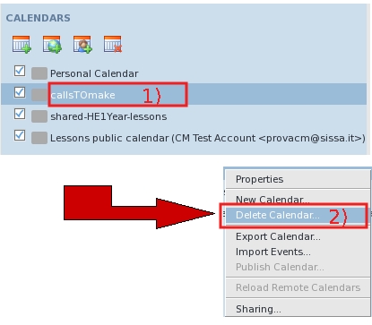 Chose carefully the calendar to delete.