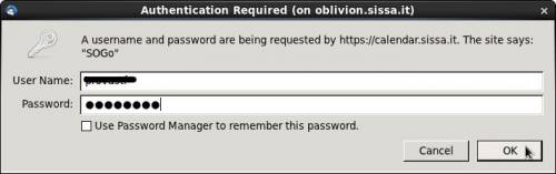 Password request dialog