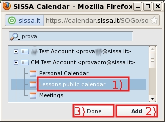 Select the calendar name which you wish to add to your calendar list.