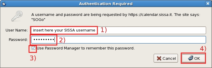 Insert your SISSA username & password.