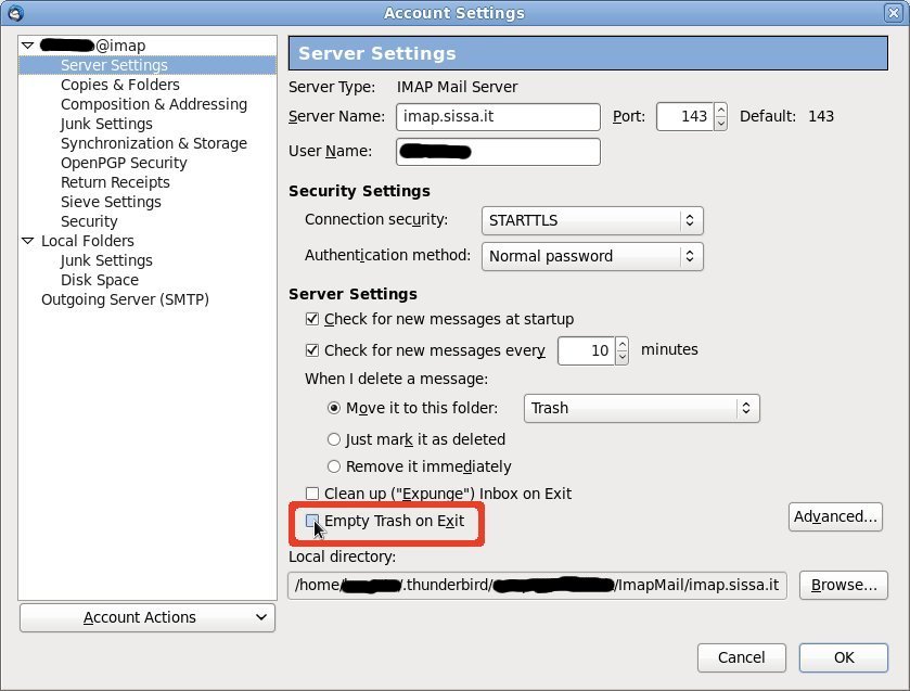 Account Settings - Server Settings