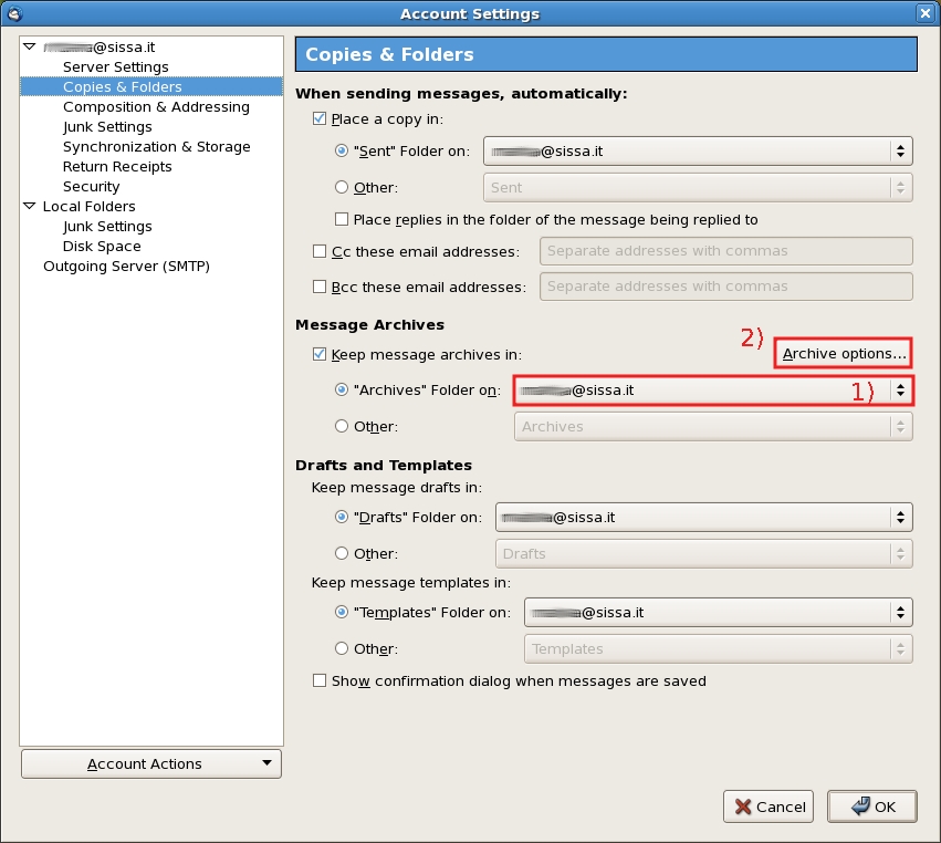 Account Settings -> Copies & Folders