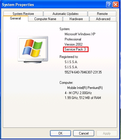 The Service Pack version must be at least **2**.