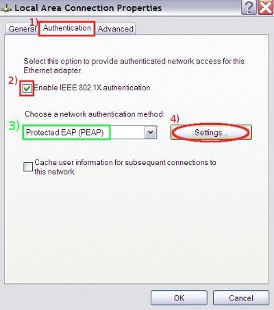 Enable IEEE 802.1X authentication,  then click on Settings...