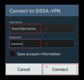 Insert your SISSA Username and passord in order to connect.