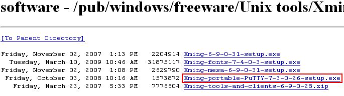 Click on the Xming-portable-PuTTY-.....-setup.exe link to download it...