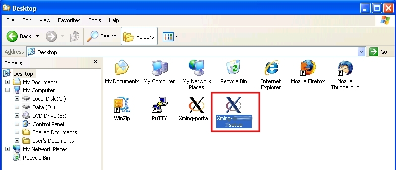 Search for the downloaded file Xming-......-setup.exe icon and execute it (double click)...