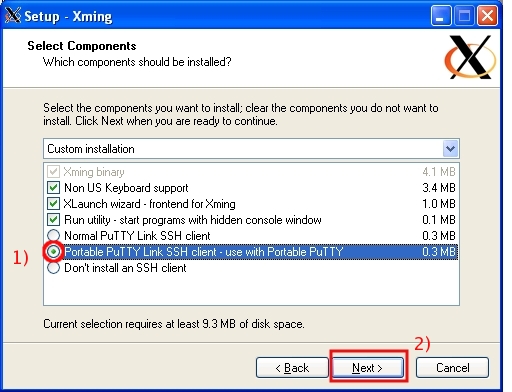 Put a check in the Portable PuTTY Link SSH client-use with Portable PuTTY box, yhen click on Next...