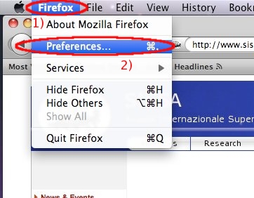 Select Preferences from the Firefox menu...