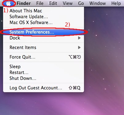  Select System Preferences form the Apple menu ...