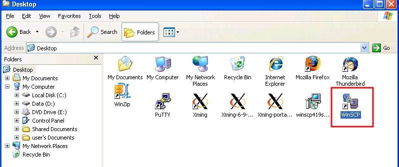  Search for the WinSCP icon and execute it (double click)...