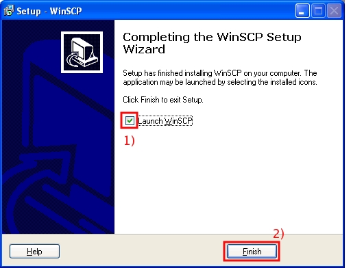 Choose to start WinSCP or not, then click on Finish.