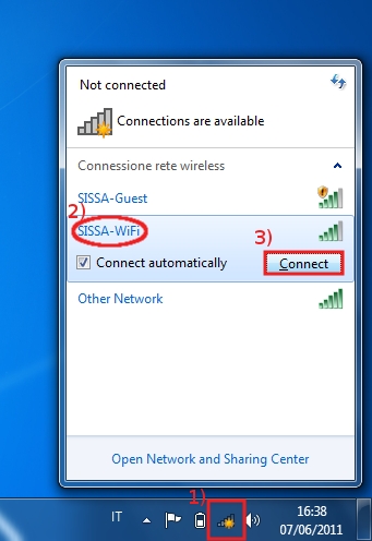 Connect to SISSA-WiFi network ...