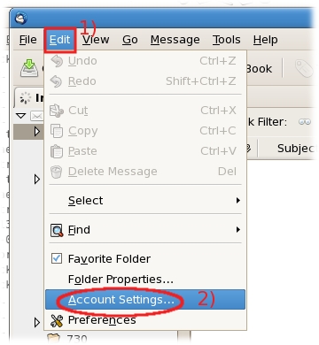  Click on the Edit menu, then click on Account Settings ...