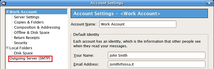 In the Account Settings window, click on Outgoing Server (SMTP)...