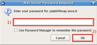 Write your SISSA password, then click on OK.