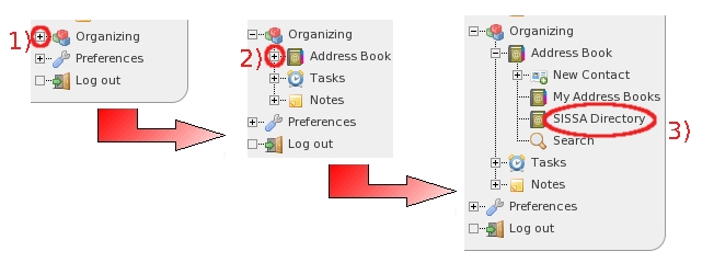 Expand Organizing, then Address Book, at the end select SISSA Directory.