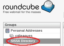 The content of the SISSA Directory will appear in the Contacts section.