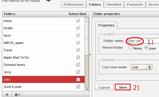 Insert a new sulfolder name in the Folder name field and click on Save...