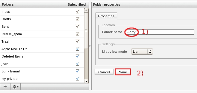 Insert a new folder name in the Folder name field and click on Save...